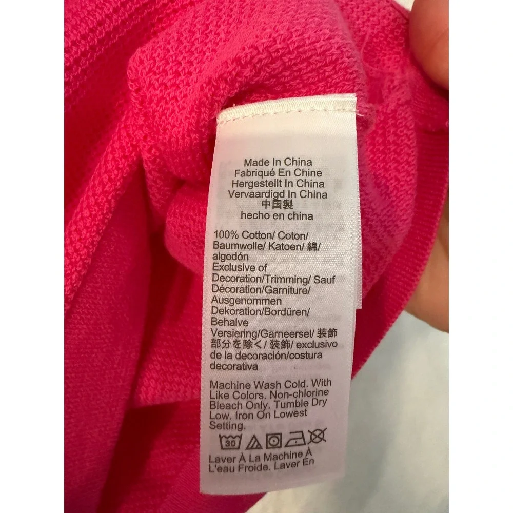 J. Crew Pink Textured Cotton Knit Sweater Top Women Striped Collar AW366 SP22